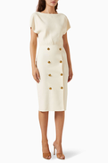 Elisabetta Franchi Jewel-button Knit Dress in Viscose Blend