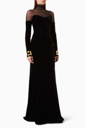 Elisabetta Franchi Sheer-panel Dress in Velvet