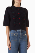 Maje Embroidered-cherry Sweater in Wool