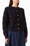 Maje Minted Cherry-embroidered Cardigan in Wool
