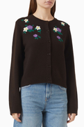 Maje Embroidered Cardigan in Wool Blend