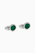 Emanuele Bicocchi Malachite Amulet Cufflinks in Sterling Silver