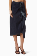 Dries Van Noten Ruffled Midi Skirt in Denim