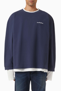 Acne Studios Layered Logo Sweatshirt in Cotton