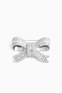 Self-Portrait Crystal Bow Brooch in Plated Brass