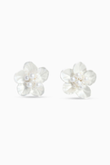 Self-Portrait Pearl Flower Earrings in Brass