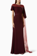 NASS Embellished Cape Gown