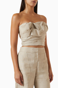 Just Bee Queen Cleo Gathered Top in Linen