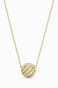 David Yurman Sculpted Cable Diamond Pendant Necklace in 18kt Yellow Gold