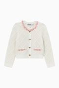 Self-Portrait Embellished Cardigan in Diamond Knit
