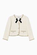 Self-Portrait Floral Bow Jacket in Boucle