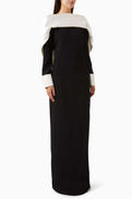 NASS Contrast Cape Gown in Crepe