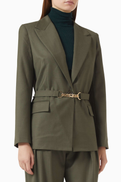 Maje Vodia Belted Blazer in Wool-blend